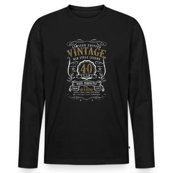 40 years old 40th birthday gift - Men's Premium Organic Long Sleeve Shirt - black - Front - Nico (187cm)