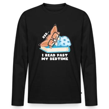 Nerd Fuchs I read past my bedtime - Männer Premium Bio Langarmshirt - Schwarz - Vorne - Nico (187cm)