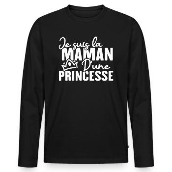 Je suis la maman d une princesse - T-shirt manches longues Premium bio Homme - noir - Devant - Nico (187cm)