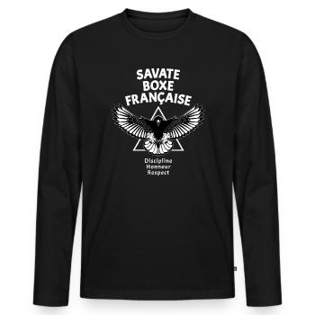 Savate Kickboxen Adler - Männer Premium Bio Langarmshirt - Schwarz - Vorne - Nico (187cm)