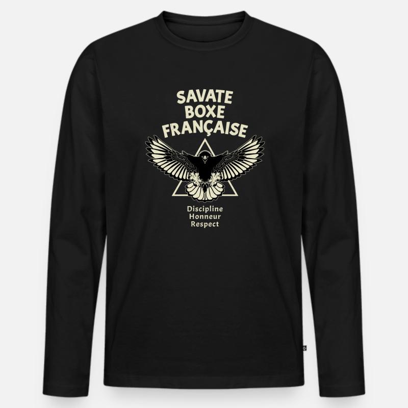 Savate Kickboxen Adler - Männer Premium Bio Langarmshirt - Schwarz