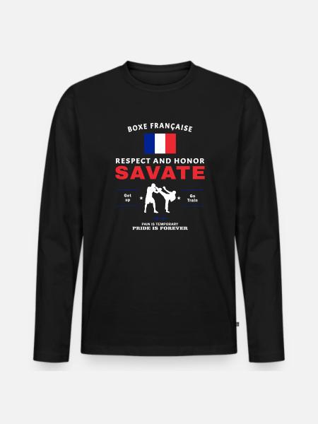 Savate Kickboxer - Männer Premium Bio Langarmshirt - Schwarz