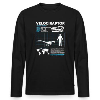 Fiche d’information sur Velociraptor - T-shirt manches longues Premium bio Homme - noir - Devant - Nico (187cm)