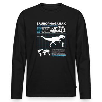 Saurophaganax Fact Sheet - Männer Premium Bio Langarmshirt - Schwarz - Vorne - Nico (187cm)