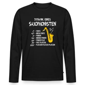 Saxophon Dynamik eines Saxophonisten Blasmusik - Männer Premium Bio Langarmshirt - Schwarz - Vorne - Nico (187cm)