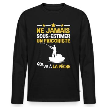 Frigoriste cadeau drôle pêcheur métier pêche - T-shirt manches longues Premium bio Homme - noir - Devant - Nico (187cm)
