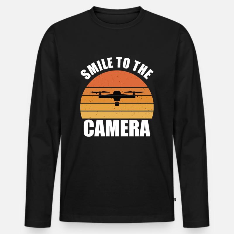 Drone - Kamera Drohne - Männer Premium Bio Langarmshirt - Schwarz