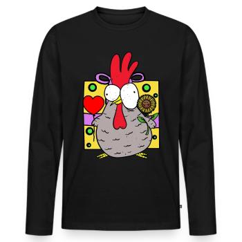 Birthday Gift Chicken Sunflower Congratulations - Men's Premium Organic Long Sleeve Shirt - black - Front - Nico (187cm)