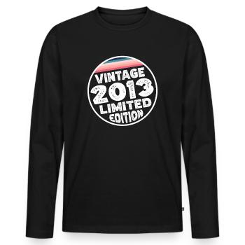 Vintage 2013 Geburtstag Geschenk Kinderparty - Männer Premium Bio Langarmshirt - Schwarz - Vorne - Nico (187cm)