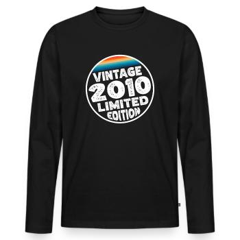 Vintage 2010 Birthday Gift Birthday Party - Men's Premium Organic Long Sleeve Shirt - black - Front - Nico (187cm)