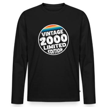Vintage 2000 Birthday Gift Birthday Party - Men's Premium Organic Long Sleeve Shirt - black - Front - Nico (187cm)