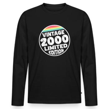 Vintage 2000 Birthday Gift Birthday Party - Men's Premium Organic Long Sleeve Shirt - black - Front - Nico (187cm)