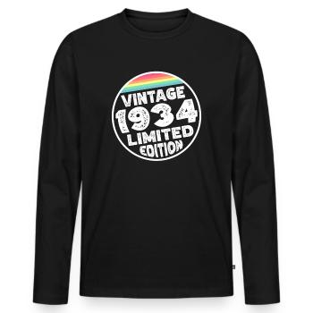 Cadeau d’anniversaire en édition limitée depuis 1934 - T-shirt manches longues Premium bio Homme - noir - Devant - Nico (187cm)