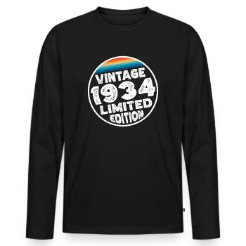 Cadeau d’anniversaire en édition limitée depuis 1934 - T-shirt manches longues Premium bio Homme - noir - Devant - Nico (187cm)