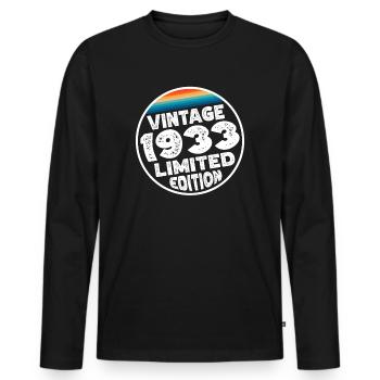 Édition limitée depuis 1933 Cadeau d’anniversaire - T-shirt manches longues Premium bio Homme - noir - Devant - Nico (187cm)