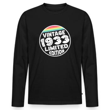 Édition limitée depuis 1933 Cadeau d’anniversaire - T-shirt manches longues Premium bio Homme - noir - Devant - Nico (187cm)
