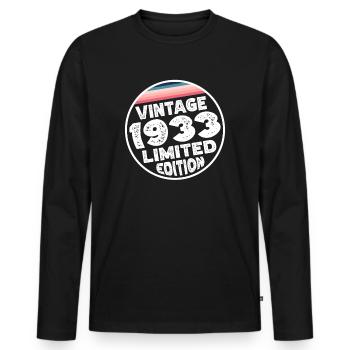 Édition limitée depuis 1933 Cadeau d’anniversaire - T-shirt manches longues Premium bio Homme - noir - Devant - Nico (187cm)
