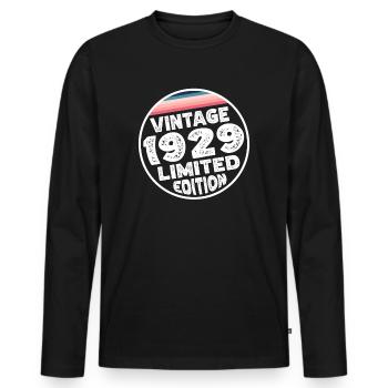 Édition limitée depuis 1929 Cadeau d’anniversaire - T-shirt manches longues Premium bio Homme - noir - Devant - Nico (187cm)