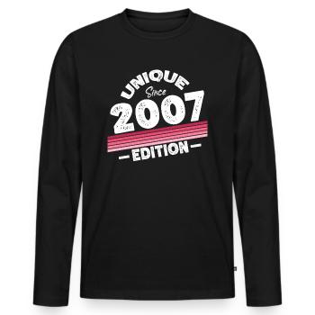Unique depuis 2007 Edition Anniversaire Millésime 2007 - T-shirt manches longues Premium bio Homme - noir - Devant - Nico (187cm)