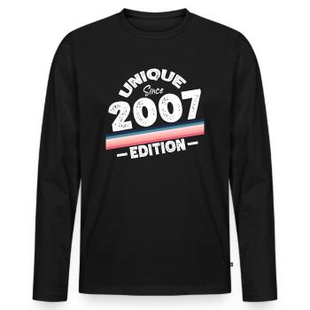Unique depuis 2007 Edition Anniversaire Millésime 2007 - T-shirt manches longues Premium bio Homme - noir - Devant - Nico (187cm)