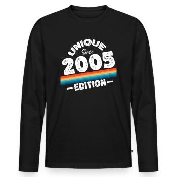 Unique depuis 2005 Edition Anniversaire Millésime 2005 - T-shirt manches longues Premium bio Homme - noir - Devant - Nico (187cm)