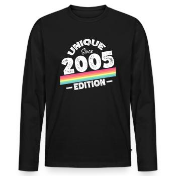 Unique depuis 2005 Edition Anniversaire Millésime 2005 - T-shirt manches longues Premium bio Homme - noir - Devant - Nico (187cm)