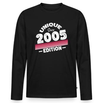 Unique depuis 2005 Edition Anniversaire Millésime 2005 - T-shirt manches longues Premium bio Homme - noir - Devant - Nico (187cm)