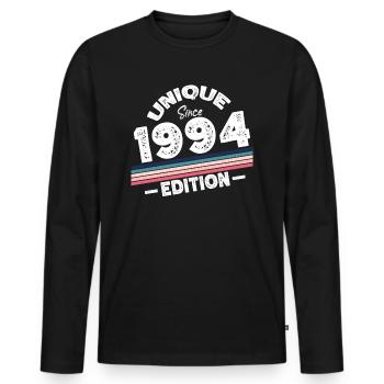 Unique depuis 1994 Edition Anniversaire Millésime 1994 - T-shirt manches longues Premium bio Homme - noir - Devant - Nico (187cm)
