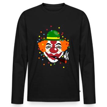 HI CLOWN - Männer Premium Bio Langarmshirt - Schwarz - Vorne - Nico (187cm)