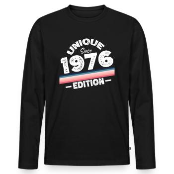 Unique depuis 1976 Edition Anniversaire Millésime 1976 - T-shirt manches longues Premium bio Homme - noir - Devant - Nico (187cm)