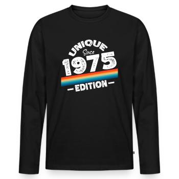 Unique Since 1975 Edition Birthday Vintage 1975 - Men's Premium Organic Long Sleeve Shirt - black - Front - Nico (187cm)