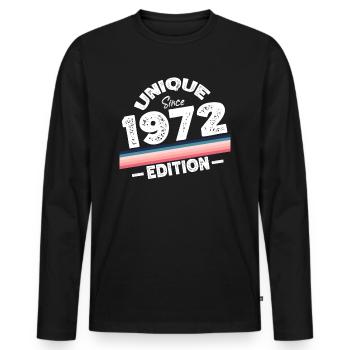 Unique depuis 1972 Edition Anniversaire Millésime 1972 - T-shirt manches longues Premium bio Homme - noir - Devant - Nico (187cm)