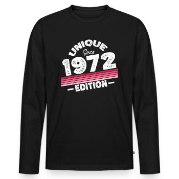 Unique depuis 1972 Edition Anniversaire Millésime 1972 - T-shirt manches longues Premium bio Homme - noir - Devant - Nico (187cm)