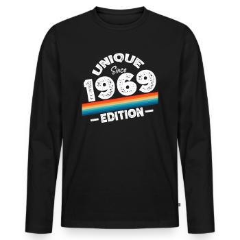 Unique depuis 1969 Edition Anniversaire Millésime 1969 - T-shirt manches longues Premium bio Homme - noir - Devant - Nico (187cm)