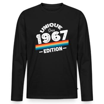 Unique depuis 1967 Edition Anniversaire Millésime 1967 - T-shirt manches longues Premium bio Homme - noir - Devant - Nico (187cm)