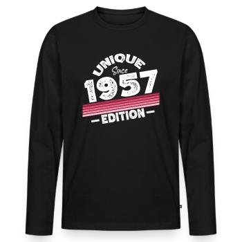 Unique depuis 1957 Edition Anniversaire Millésime 1957 - T-shirt manches longues Premium bio Homme - noir - Devant - Nico (187cm)
