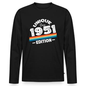 Unique Since 1951 Edition Birthday Vintage 1951 - Men's Premium Organic Long Sleeve Shirt - black - Front - Nico (187cm)