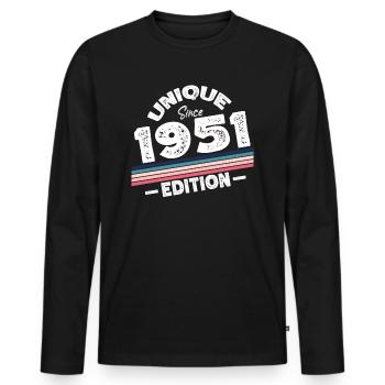 Unique Since 1951 Edition Birthday Vintage 1951 - Men's Premium Organic Long Sleeve Shirt - black - Front - Nico (187cm)