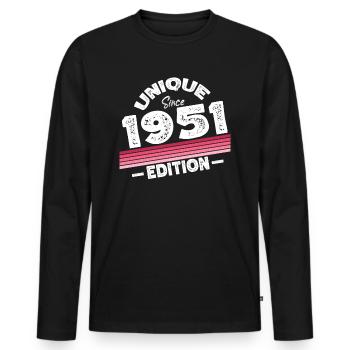 Unique Since 1951 Edition Birthday Vintage 1951 - Men's Premium Organic Long Sleeve Shirt - black - Front - Nico (187cm)