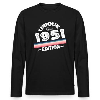 Unique Since 1951 Edition Birthday Vintage 1951 - Men's Premium Organic Long Sleeve Shirt - black - Front - Nico (187cm)