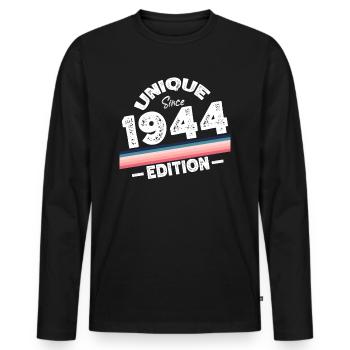 Unique depuis 1944 Edition Anniversaire Vintage 1944 - T-shirt manches longues Premium bio Homme - noir - Devant - Nico (187cm)