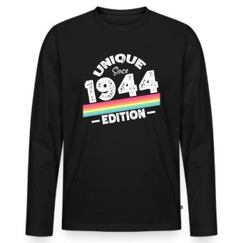 Unique depuis 1944 Edition Anniversaire Vintage 1944 - T-shirt manches longues Premium bio Homme - noir - Devant - Nico (187cm)