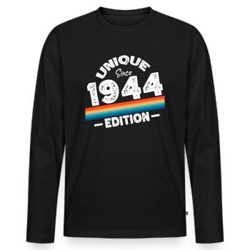 Unique depuis 1944 Edition Anniversaire Vintage 1944 - T-shirt manches longues Premium bio Homme - noir - Devant - Nico (187cm)