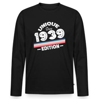 Unique depuis 1939 Edition Anniversaire Vintage 1939 - T-shirt manches longues Premium bio Homme - noir - Devant - Nico (187cm)