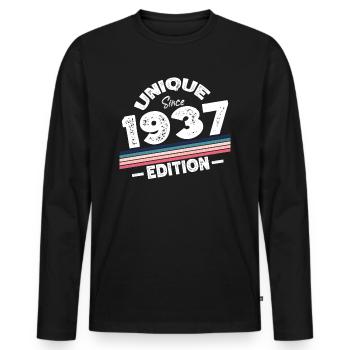 Unique depuis 1937 Edition Anniversaire Vintage 1937 - T-shirt manches longues Premium bio Homme - noir - Devant - Nico (187cm)
