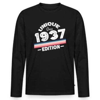 Unique depuis 1937 Edition Anniversaire Millésime 1937 - T-shirt manches longues Premium bio Homme - noir - Devant - Nico (187cm)