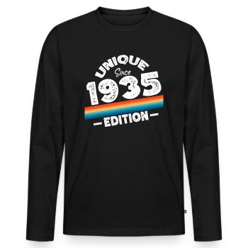 Unique depuis 1935 Edition Anniversaire Millésime 1935 - T-shirt manches longues Premium bio Homme - noir - Devant - Nico (187cm)