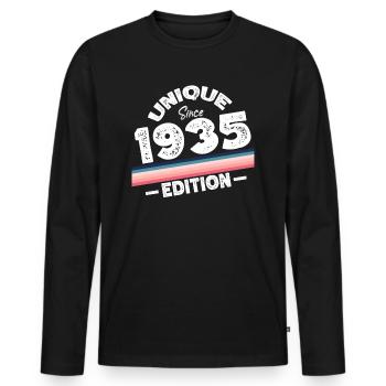 Unique depuis 1935 Edition Anniversaire Millésime 1935 - T-shirt manches longues Premium bio Homme - noir - Devant - Nico (187cm)