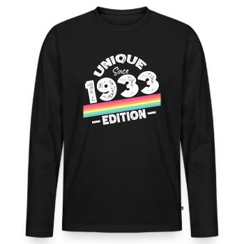 Unique depuis 1933 Edition Anniversaire Millésime 1933 - T-shirt manches longues Premium bio Homme - noir - Devant - Nico (187cm)