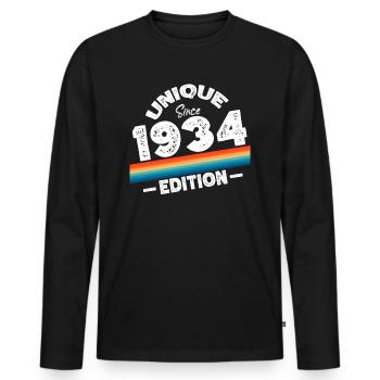 Unique depuis 1934 Edition Anniversaire Millésime 1934 - T-shirt manches longues Premium bio Homme - noir - Devant - Nico (187cm)